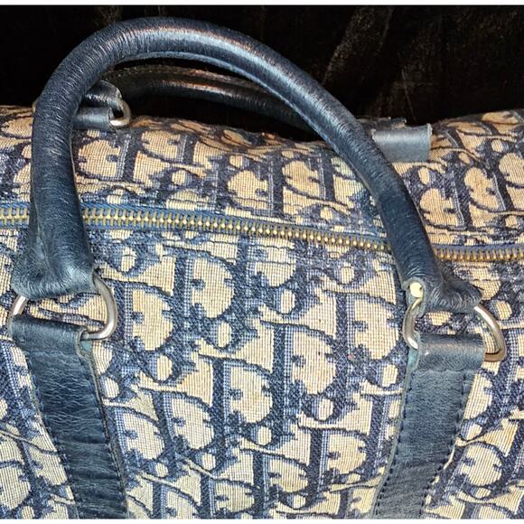 Christian Dior Vintage  Trotter Boston bag in navy blue canvas with leather trim - Picture 15 of 16